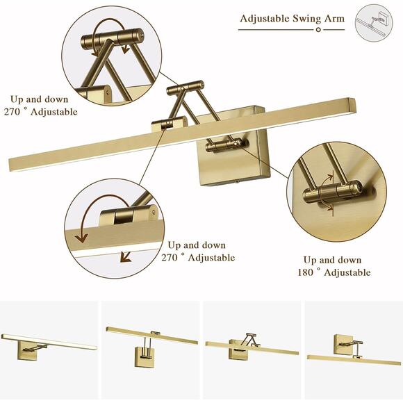 6856 Led Brass hardwired Gallery artwork picture light dimmable 23.6 inches New - Picture 4 of 7